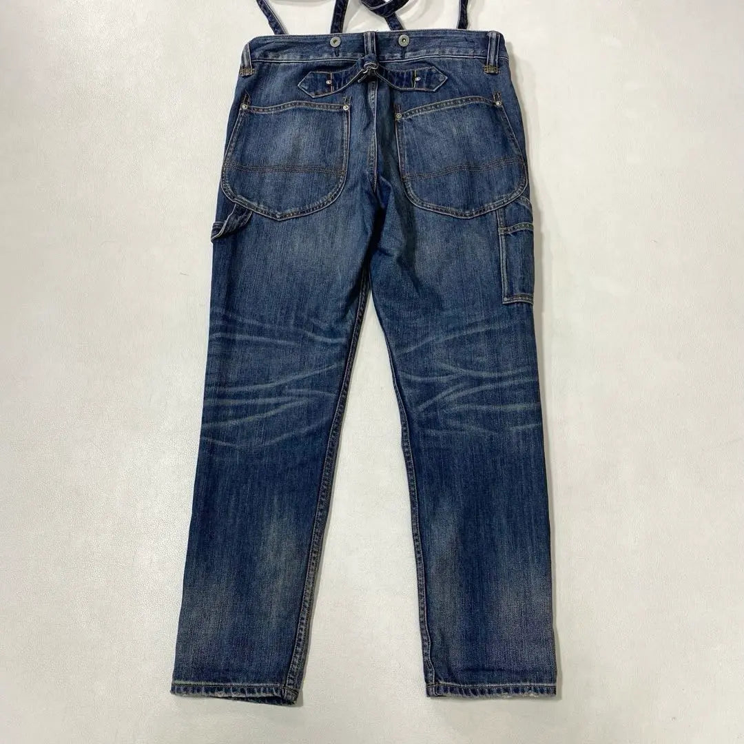 SPICK&SPAN BLUE denim painter pants with suspenders