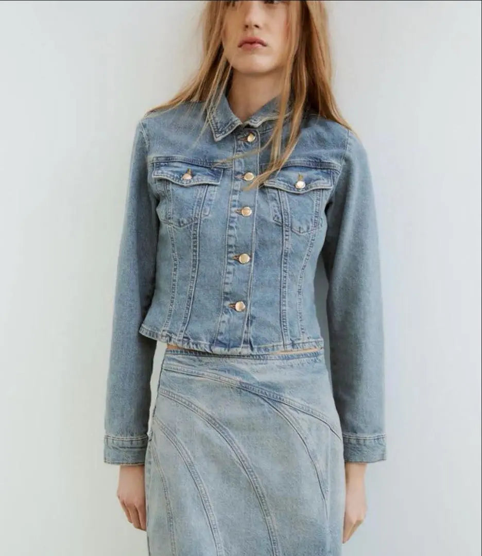 New ZARA beautiful silhouette♪ Fit denim shirt jacket L Sold out!