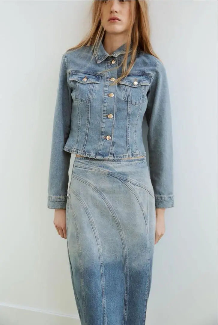 New ZARA beautiful silhouette♪ Fit denim shirt jacket L Sold out!