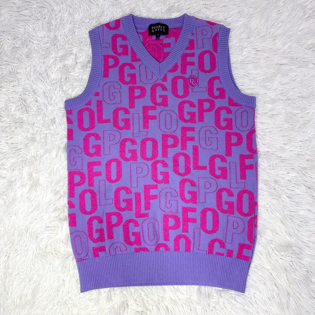 [Good condition✨]Pearly Gates Vest Gilet All-over Pattern Logo Pattern Purple Pink PG Pattern Y2K