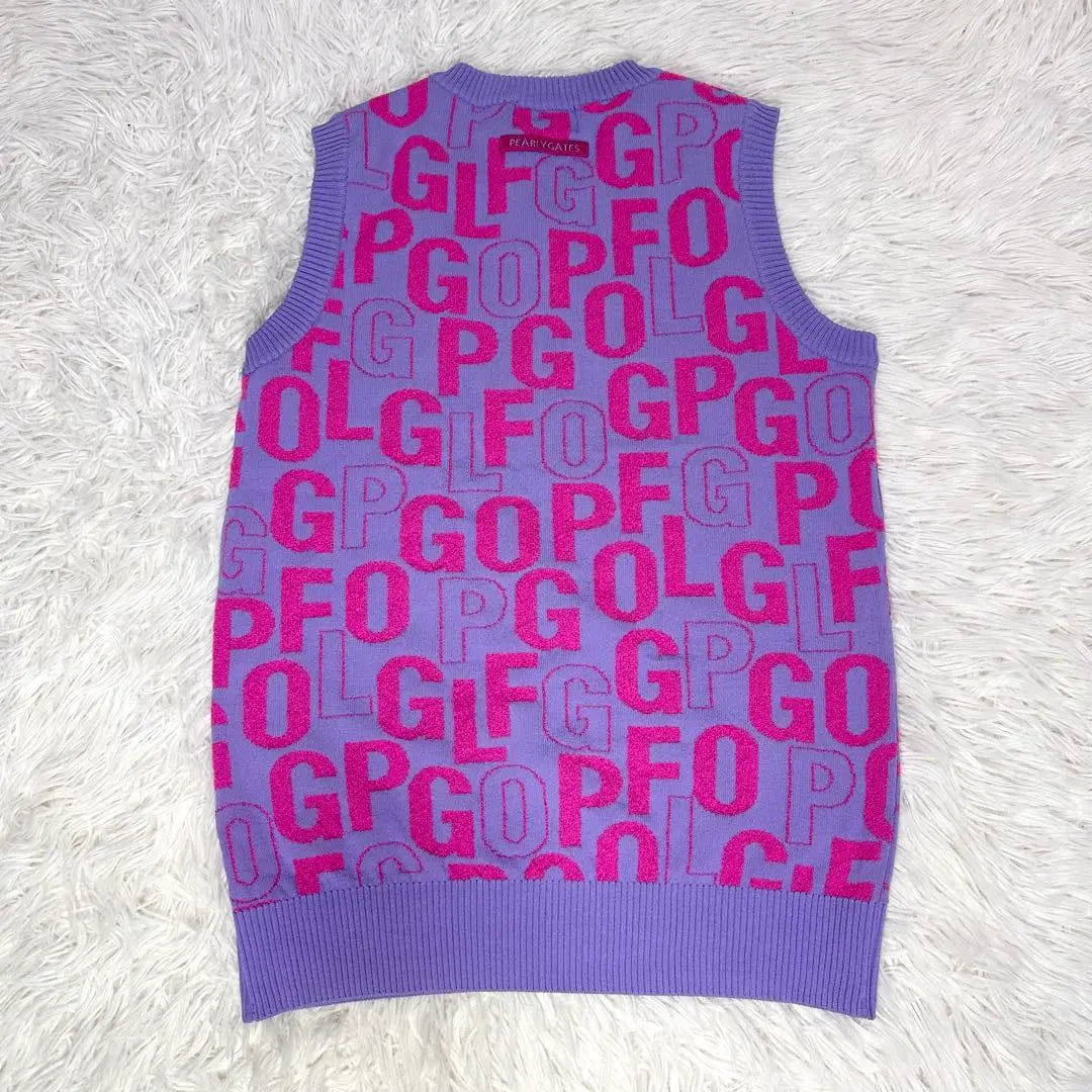 [Good condition✨]Pearly Gates Vest Gilet All-over Pattern Logo Pattern Purple Pink PG Pattern Y2K