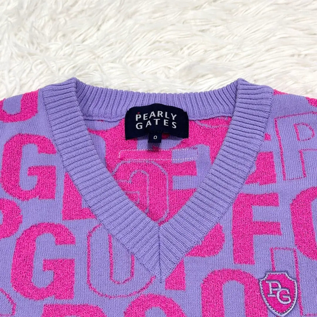 [Good condition✨]Pearly Gates Vest Gilet All-over Pattern Logo Pattern Purple Pink PG Pattern Y2K