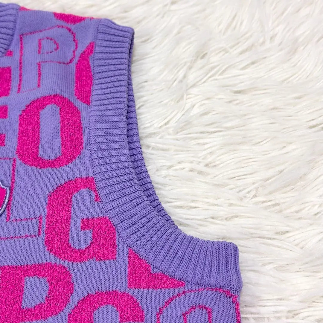 [Good condition✨]Pearly Gates Vest Gilet All-over Pattern Logo Pattern Purple Pink PG Pattern Y2K