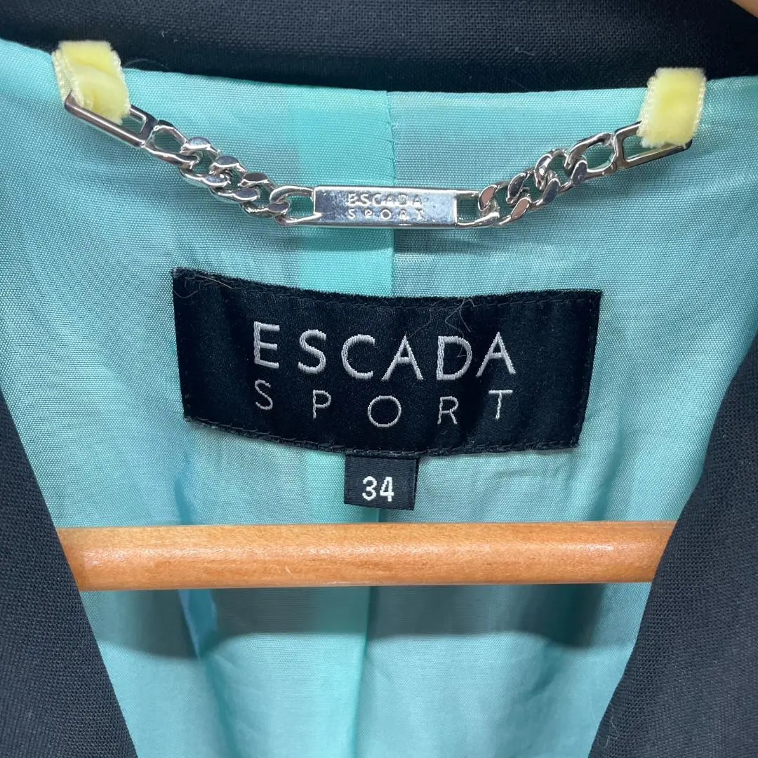 Escada Short Sleeve Jacket 34 Black/Light Blue/Zebra Pattern Ladies | エスカーダ 半袖ジャケット 34 黒/水色/ゼブラ柄 レディース