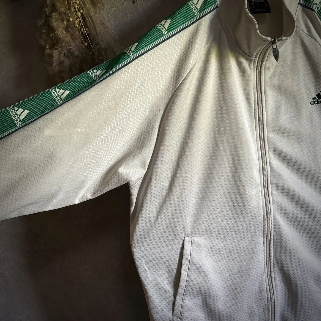 [Popular Color] adidas track jacket beige x green logo embroidery