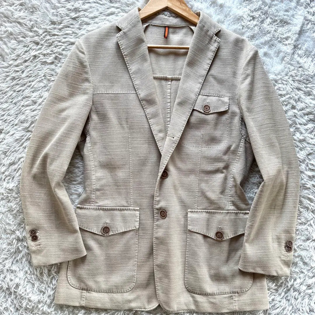 Made in Italy, extremely beautiful, Corneliani tailored jacket, linen, beige, XL