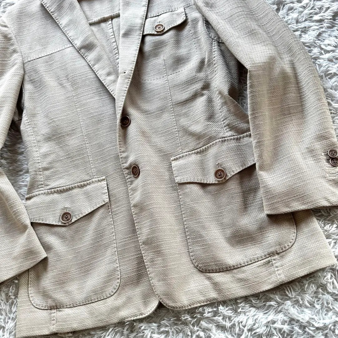 Made in Italy, extremely beautiful, Corneliani tailored jacket, linen, beige, XL