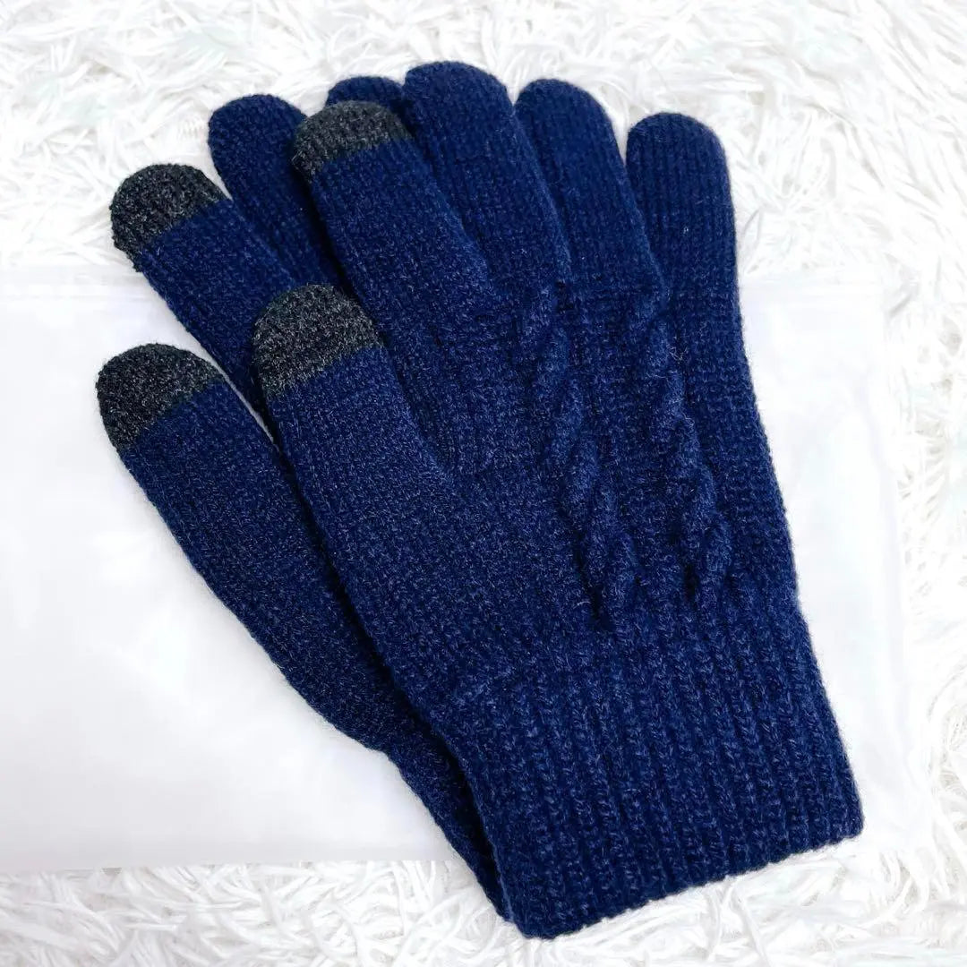 New ✨ Smartphone compatible Women's gloves Navy Warm Cute