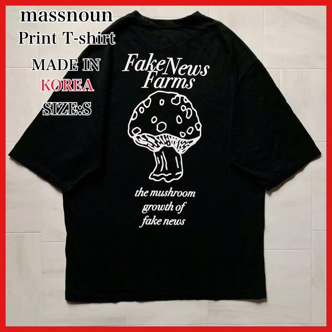 [Made in Korea] Masnow T-shirt Mushroom Message Black S