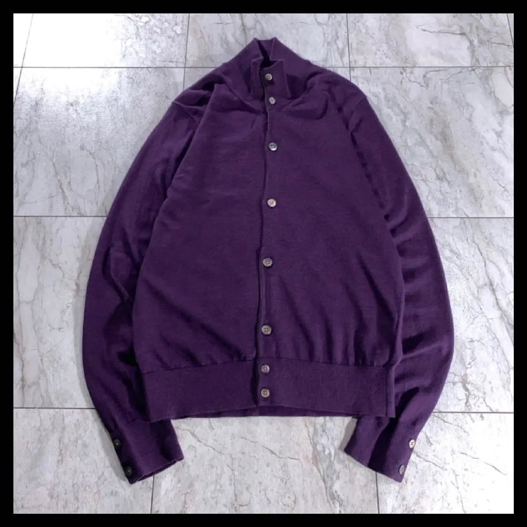 Tomorrowland Merino Wool Knit Shirt Cardigan Shell Button Purple M