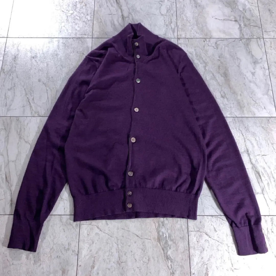 Tomorrowland Merino Wool Knit Shirt Cardigan Shell Button Purple M