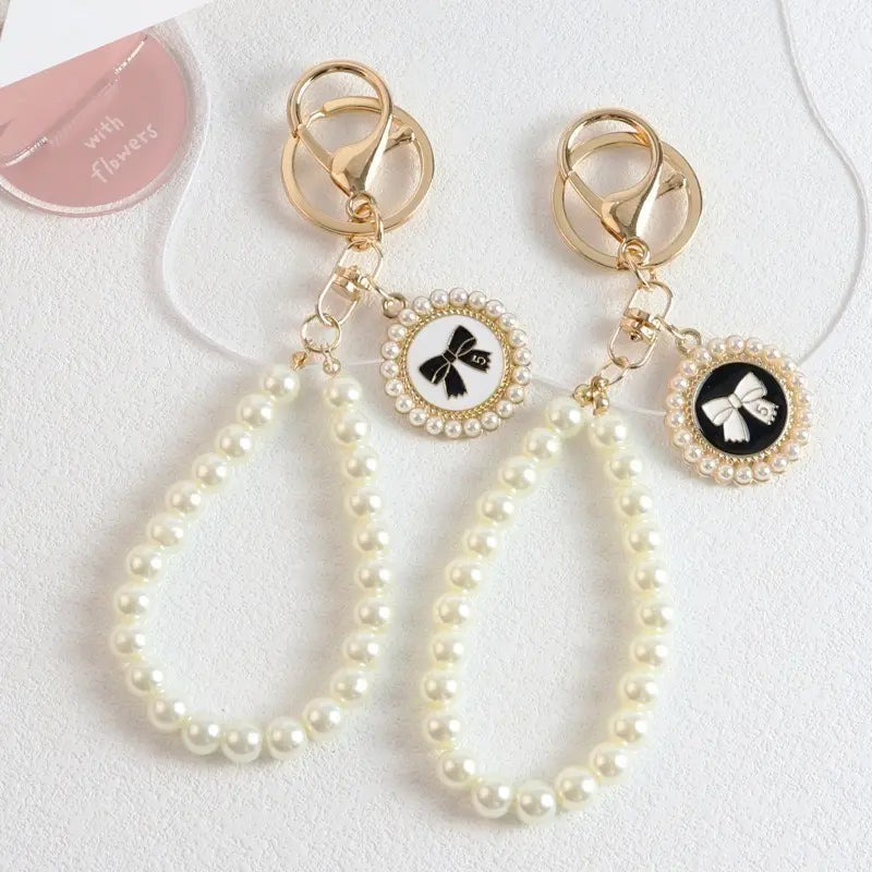 Women's pearl butterfly accessories ribbon key chain bag cute ♡