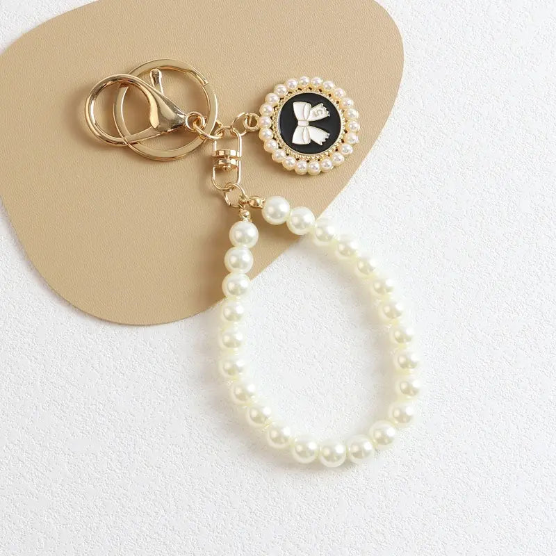 Women's pearl butterfly accessories ribbon key chain bag cute ♡