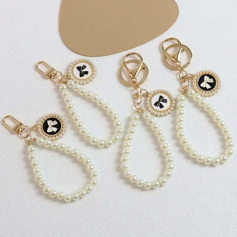 Women's pearl butterfly accessories ribbon key chain bag cute ♡