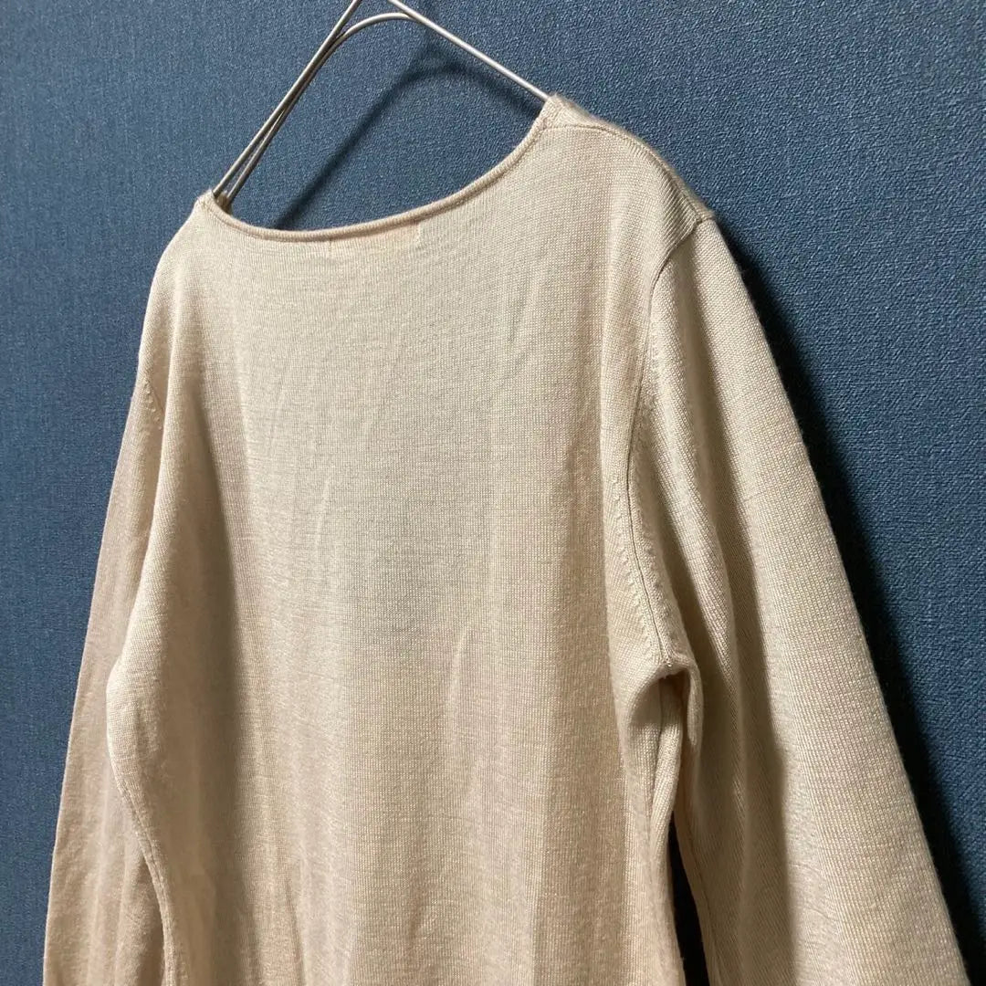 Image L size V-neck thin knit pullover sweater light beige