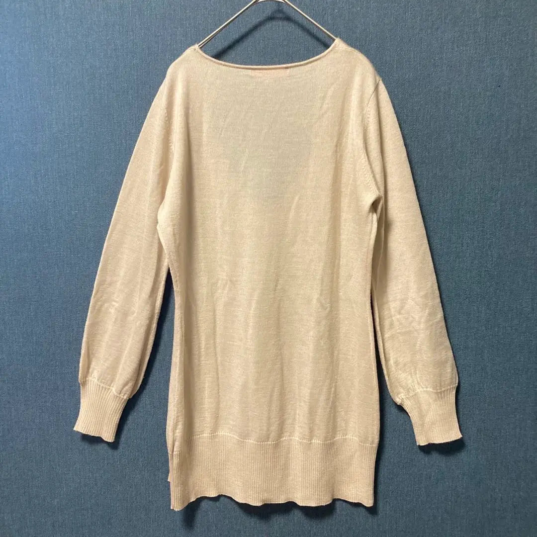 Image L size V-neck thin knit pullover sweater light beige