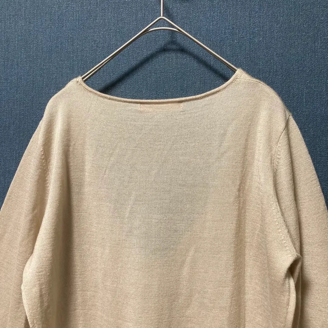 Image L size V-neck thin knit pullover sweater light beige