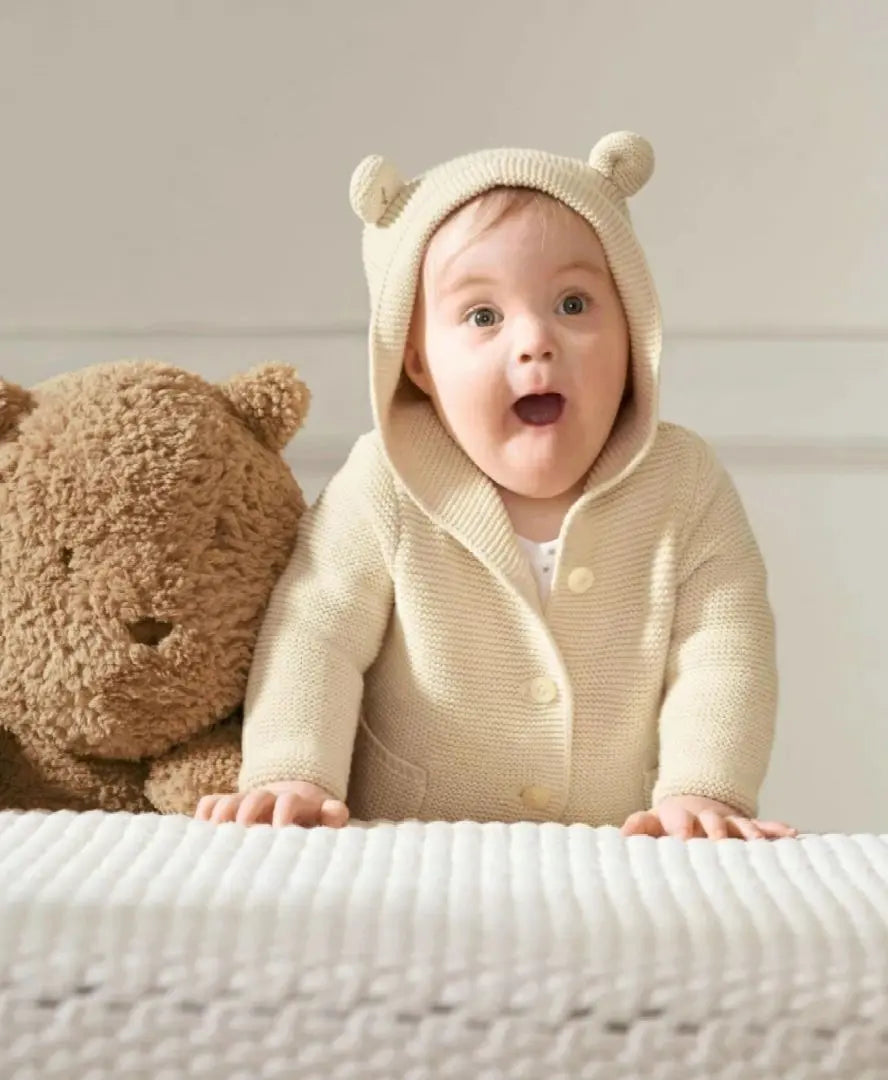 [Buen estado] Cárdigan babyGAP de 70 cm, orejas de oso, parka exterior de punto