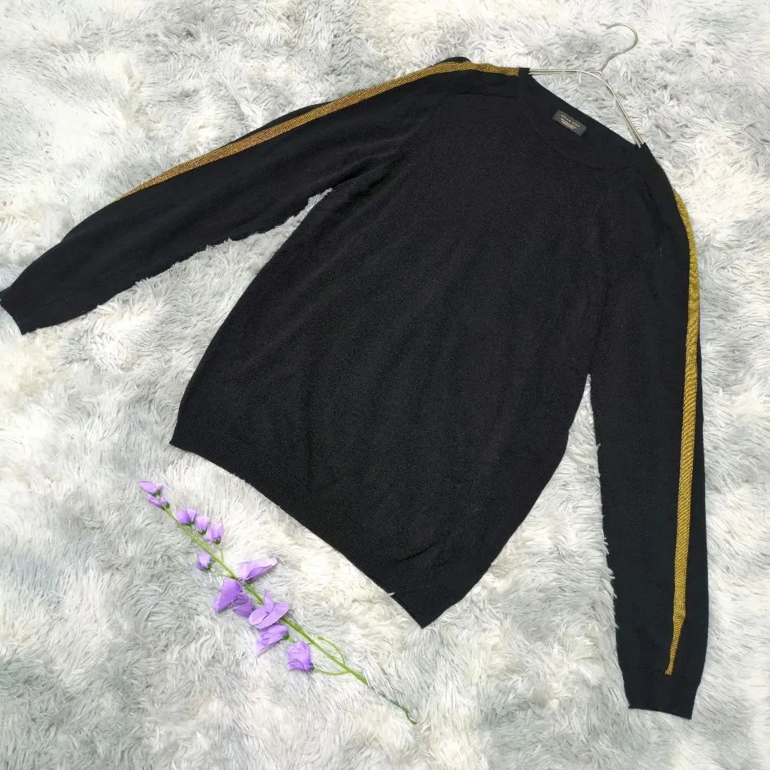 [ZARA MAN] Long-sleeved raglan knit ☆L ☆Black gold ☆Loose ☆Sweater