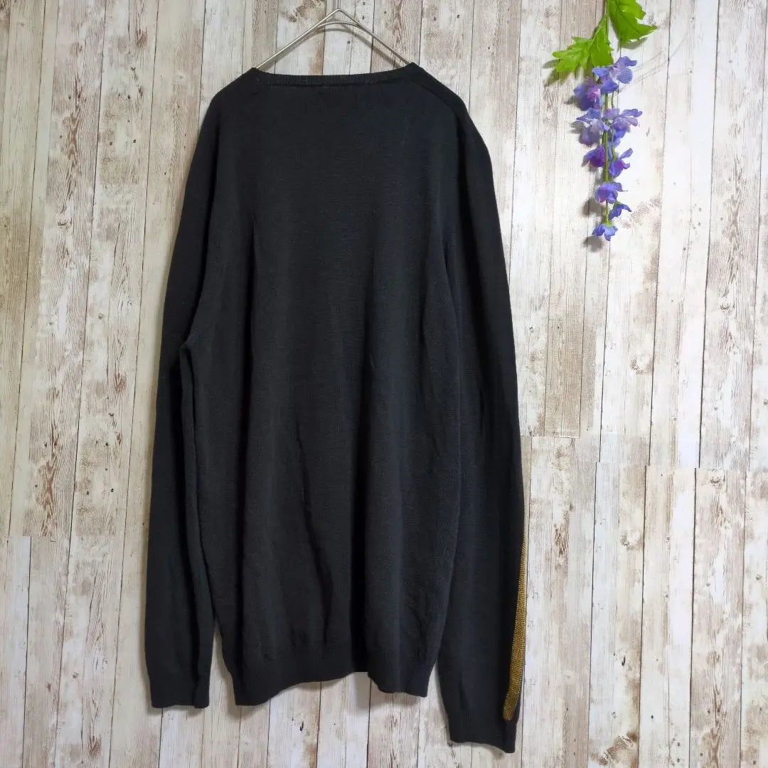 [ZARA MAN] Long-sleeved raglan knit ☆L ☆Black gold ☆Loose ☆Sweater