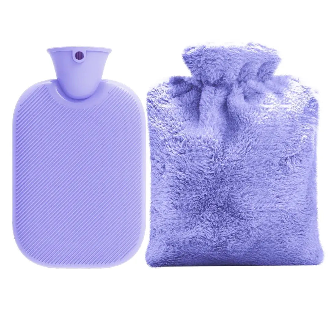 Bolsa de agua caliente, tipo de llenado de agua, violeta, 2L, producto ecológico, con funda protectora