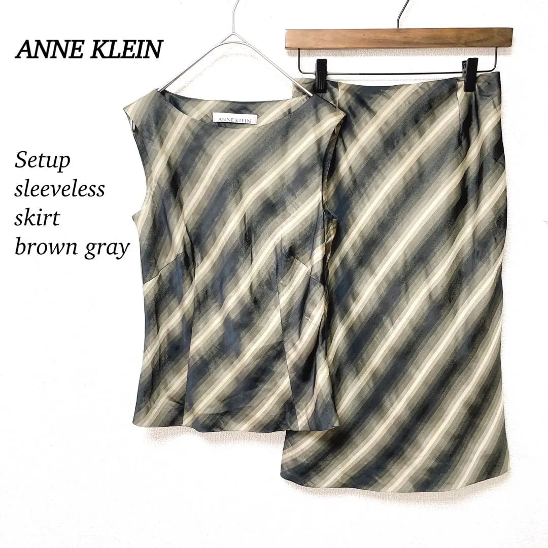 [ANNE KLEIN] Setup Sleeveless Skirt Brown Gray