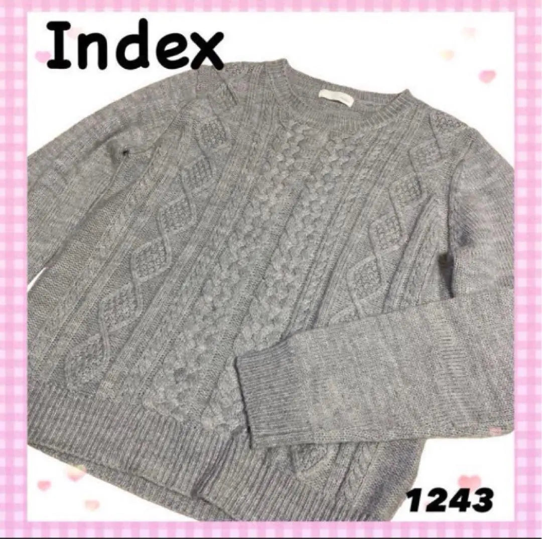 〇【Index】Knit sweater, gray, size M, wool blend, everyday wear, fashionable clothes