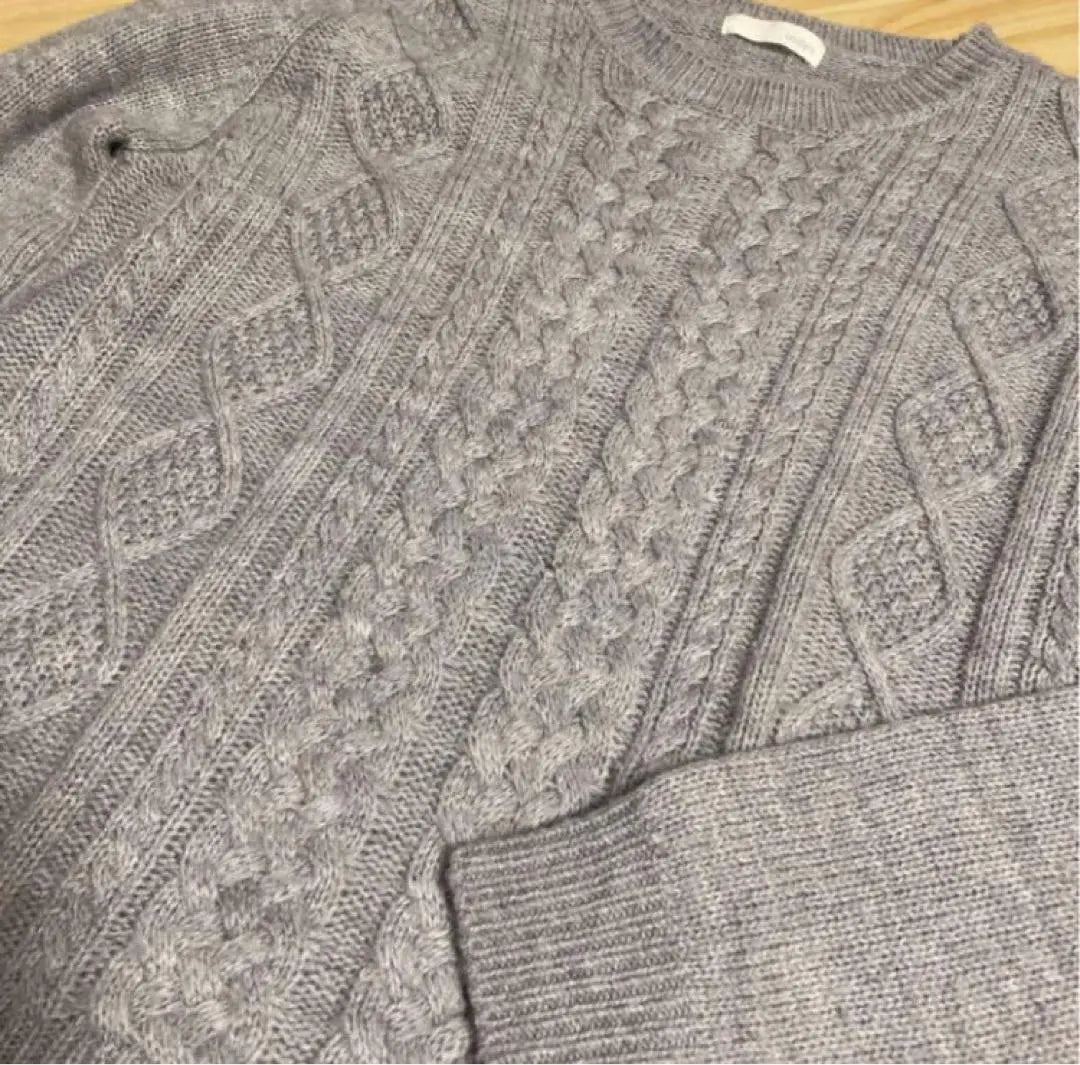 〇【Index】Knit sweater, gray, size M, wool blend, everyday wear, fashionable clothes