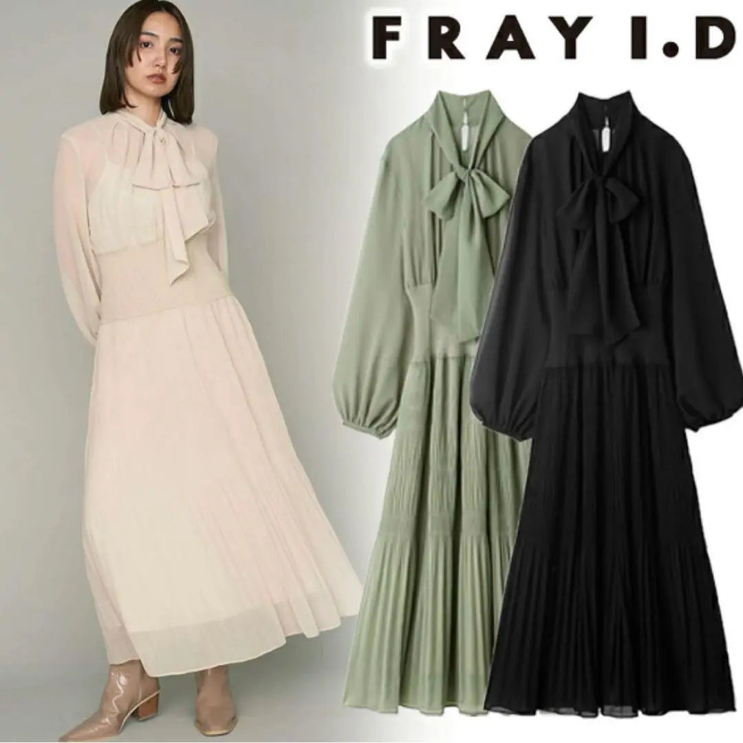 ❣️New❣️Very popular✨Frey ID Waist Rib Majolica Pleated Dress M