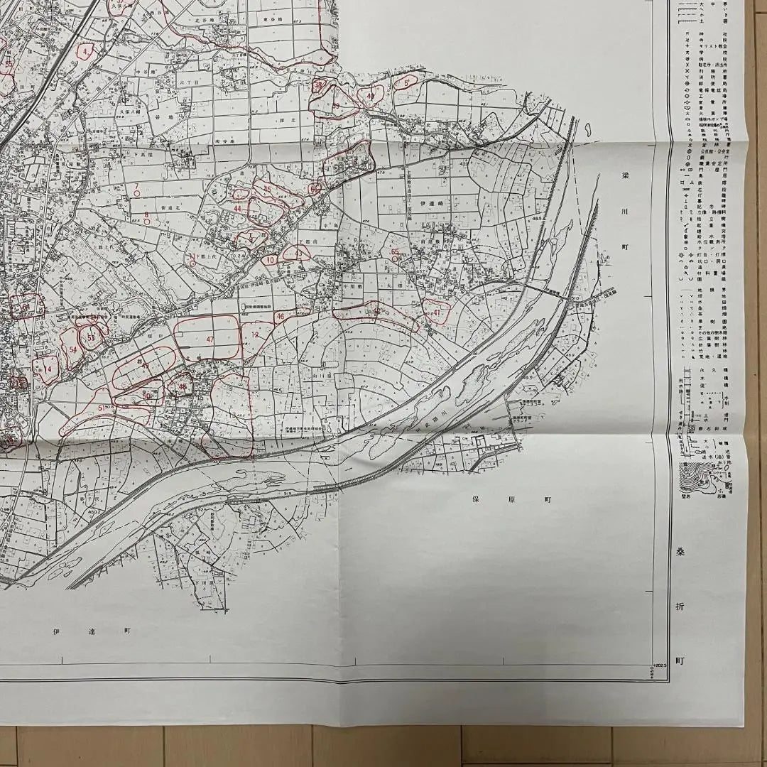 Mapa de bienes culturales de la ciudad de Kuwaori 1:10 000 Marzo de 1988 Showa Retro Raro Raro