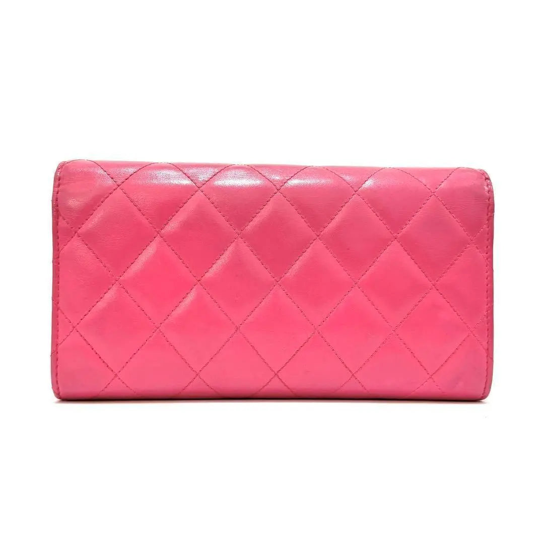 Chanel Long Wallet Simply CC Matelasse Coco Mark Pink Leather Lamb