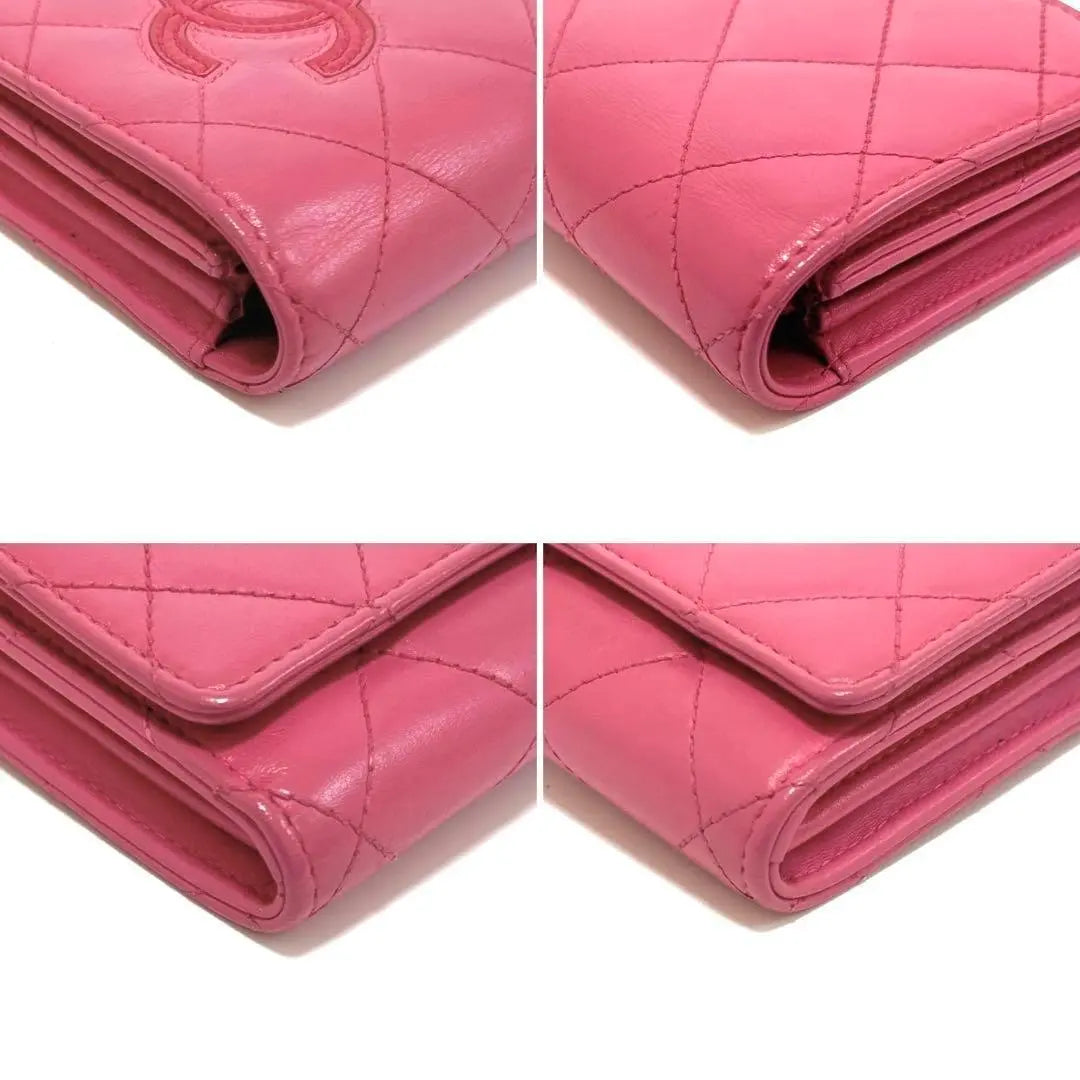 Chanel Long Wallet Simply CC Matelasse Coco Mark Pink Leather Lamb