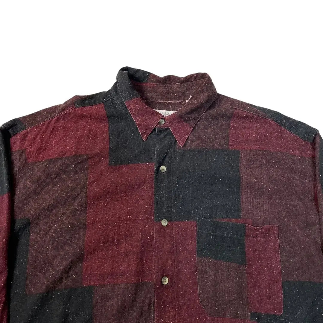 Perry Ellis 100% Silk Patchwork Shirt 90s