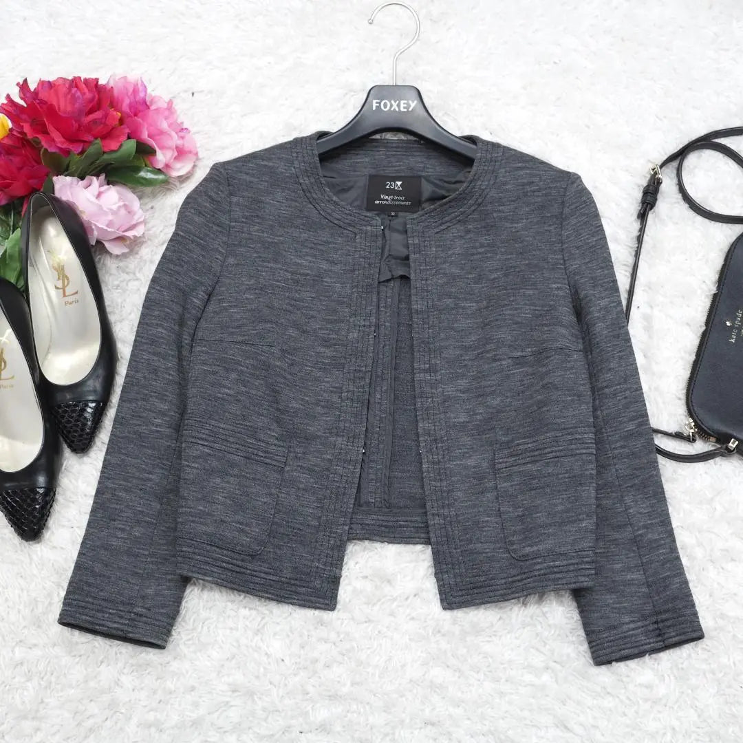 G8062*23 ward ☆ Wool ☆ No color jacket ☆ Dark gray ☆ 32