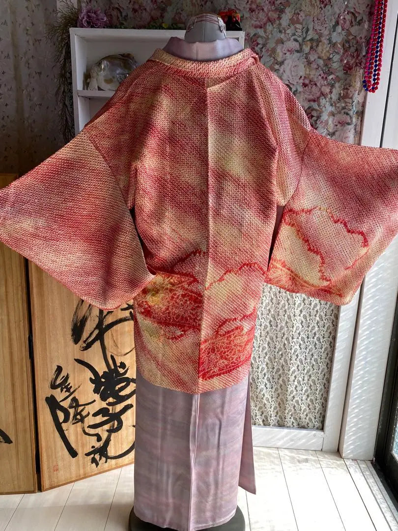 [A2410 Kanoko Shibori Haori Sleeve Length 66.5]