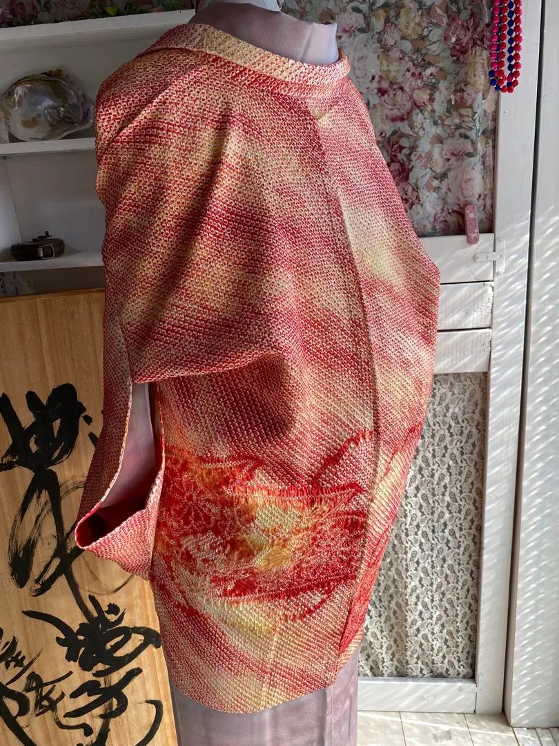 [A2410 Kanoko Shibori Haori Sleeve Length 66.5]