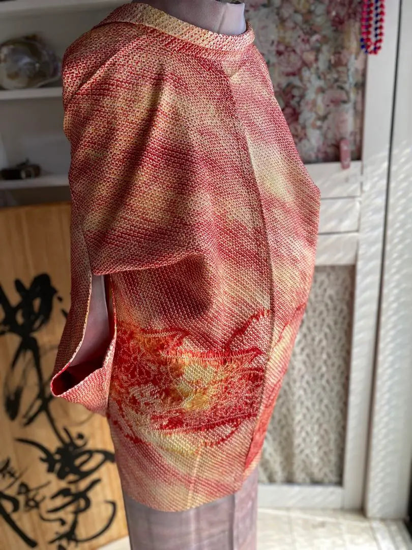 [A2410 Kanoko Shibori Haori Sleeve Length 66.5]