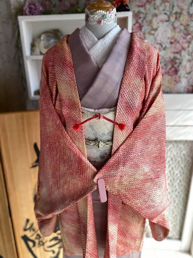 [A2410 Kanoko Shibori Haori Sleeve Length 66.5]