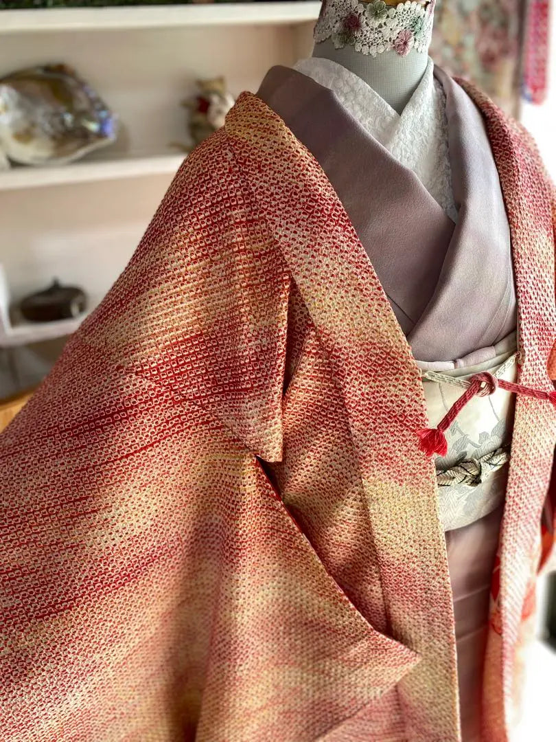 [A2410 Kanoko Shibori Haori Sleeve Length 66.5]