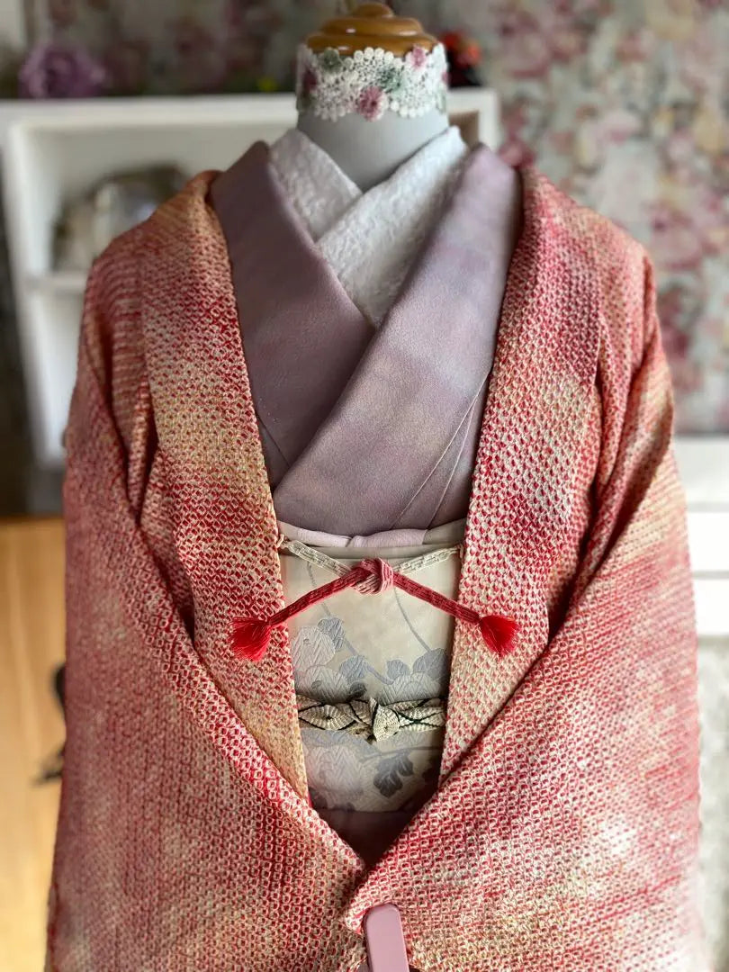 [A2410 Kanoko Shibori Haori Sleeve Length 66.5]