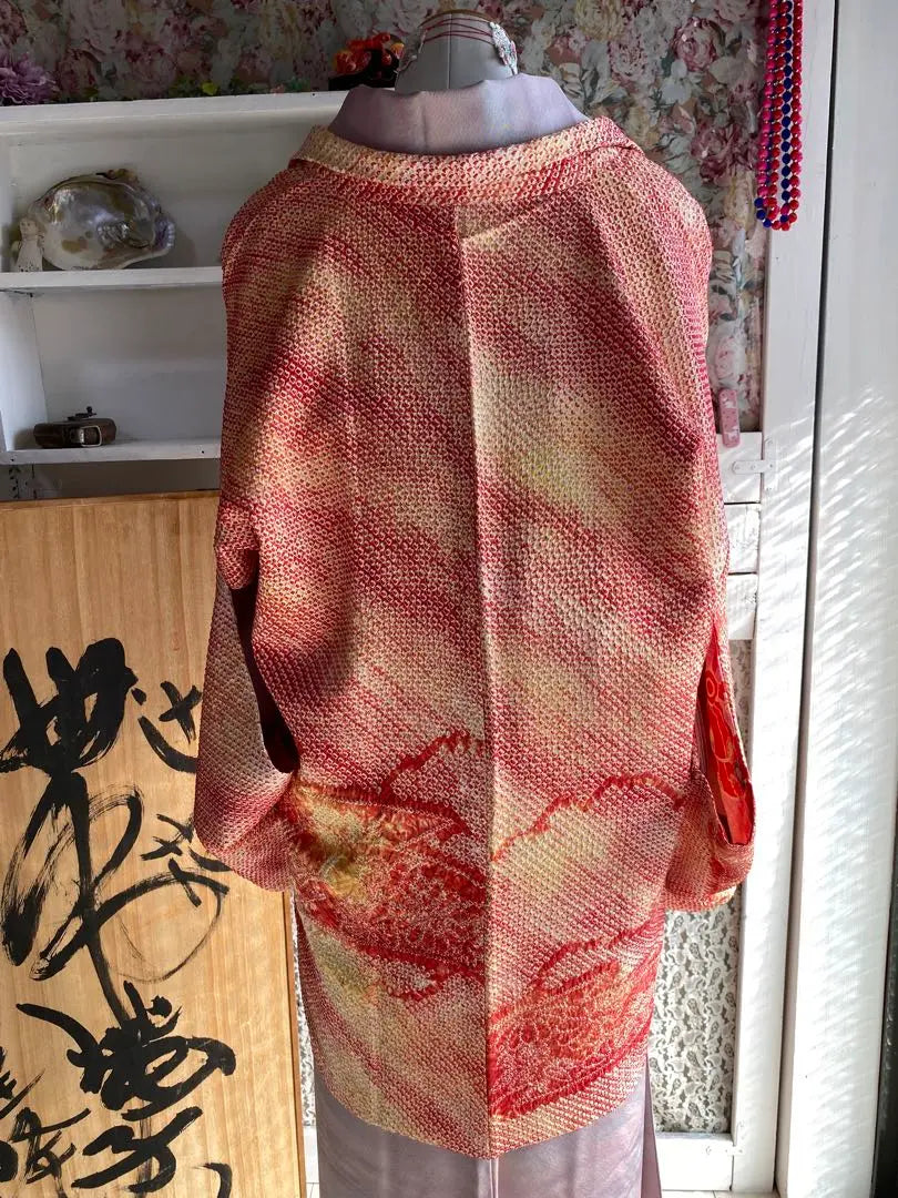 [A2410 Kanoko Shibori Haori Sleeve Length 66.5]