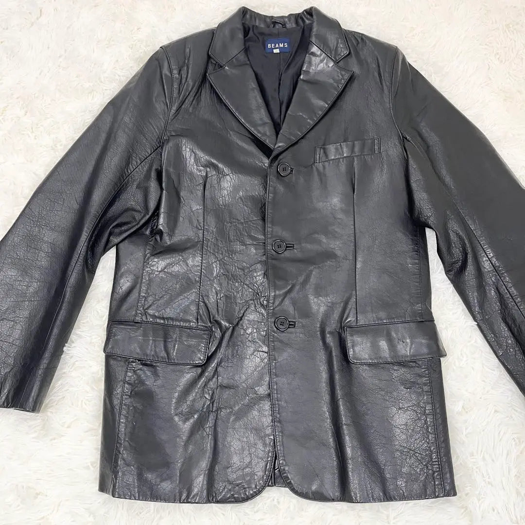 [Rare] BEAMS Buffalo Leather Tailored Jacket | 【稀少】BEAMS バッファローレザー テーラードジャケット