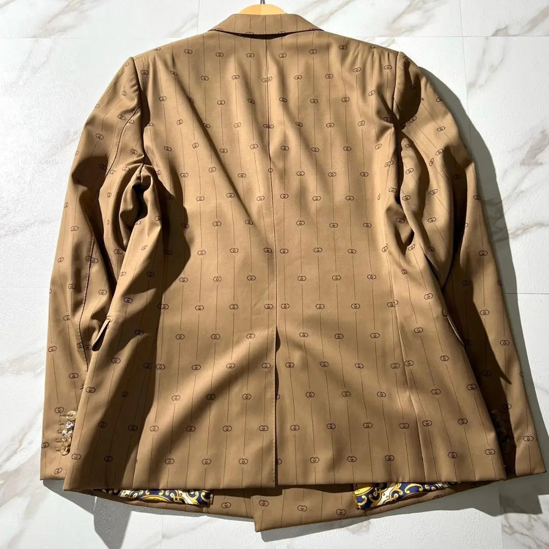 Unused Gucci Retro GG Logo Pinstripe Double Jacket Slim XL