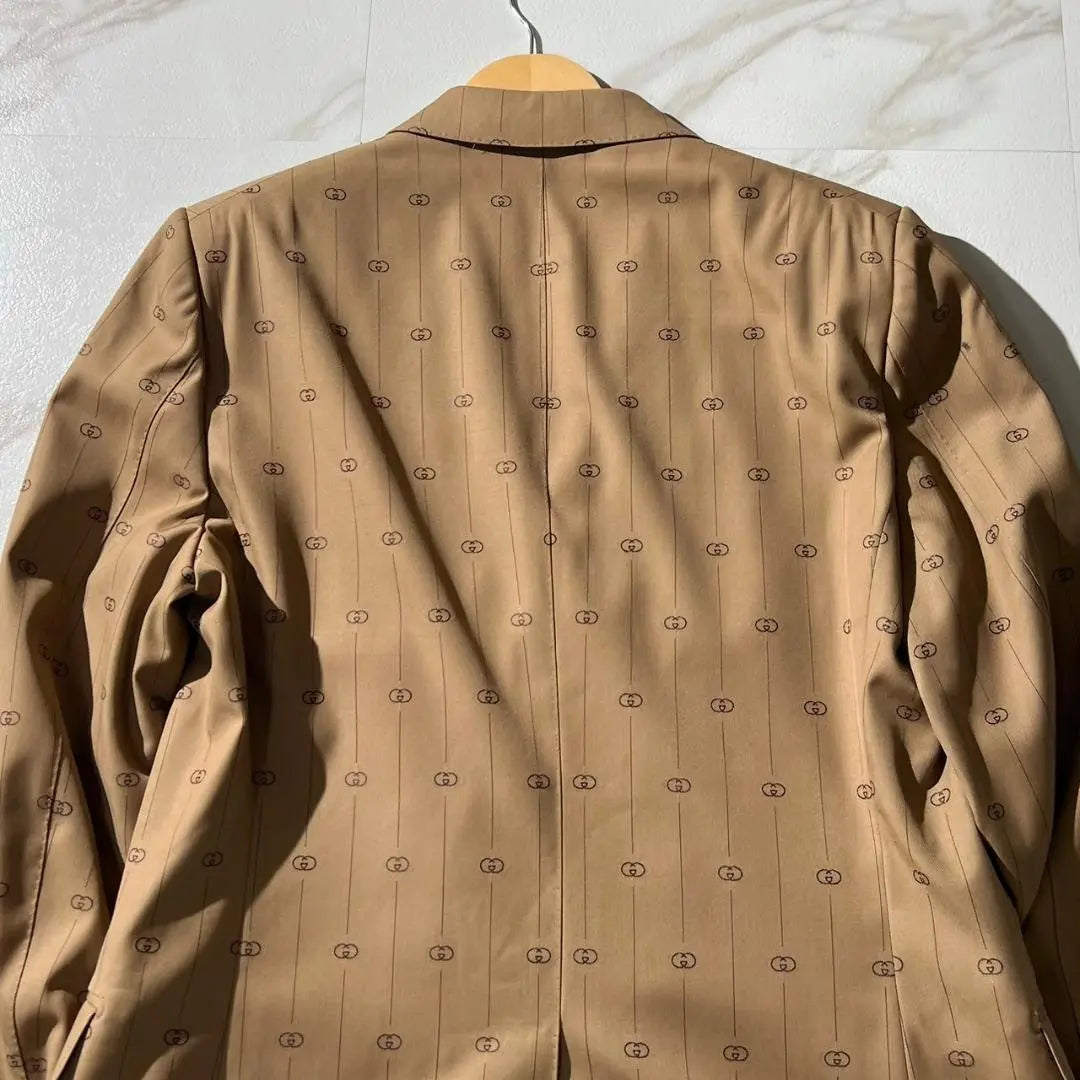 Unused Gucci Retro GG Logo Pinstripe Double Jacket Slim XL