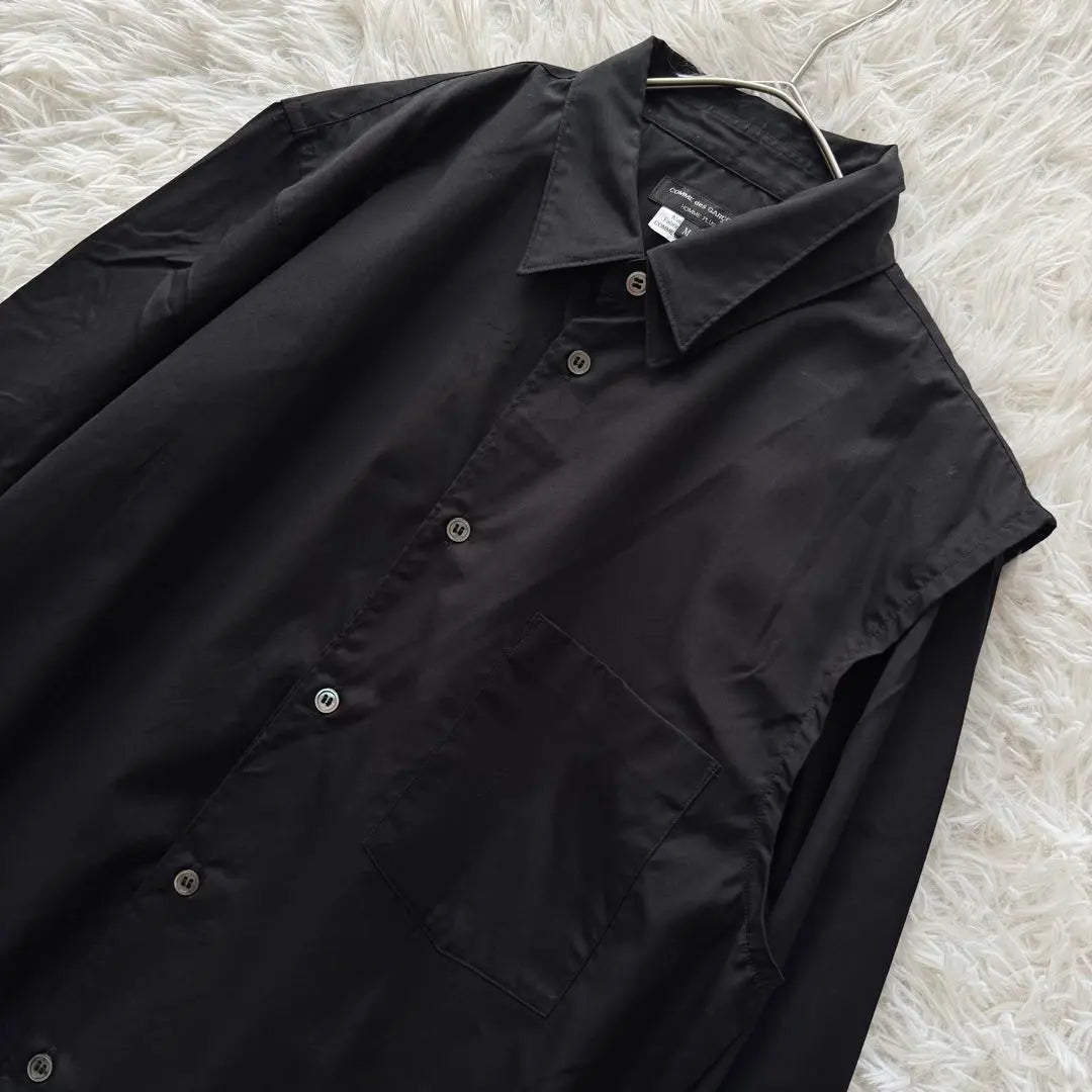 19AW [Comme des Garcons Homme Plus] Camisa asimétrica A capas negro