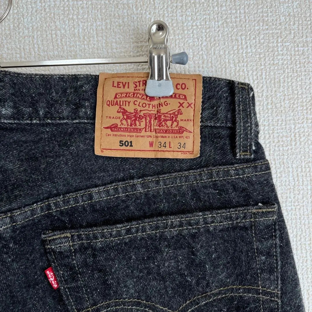 [Mint] USA made 90's Levi's 501 yarn dyed black W34