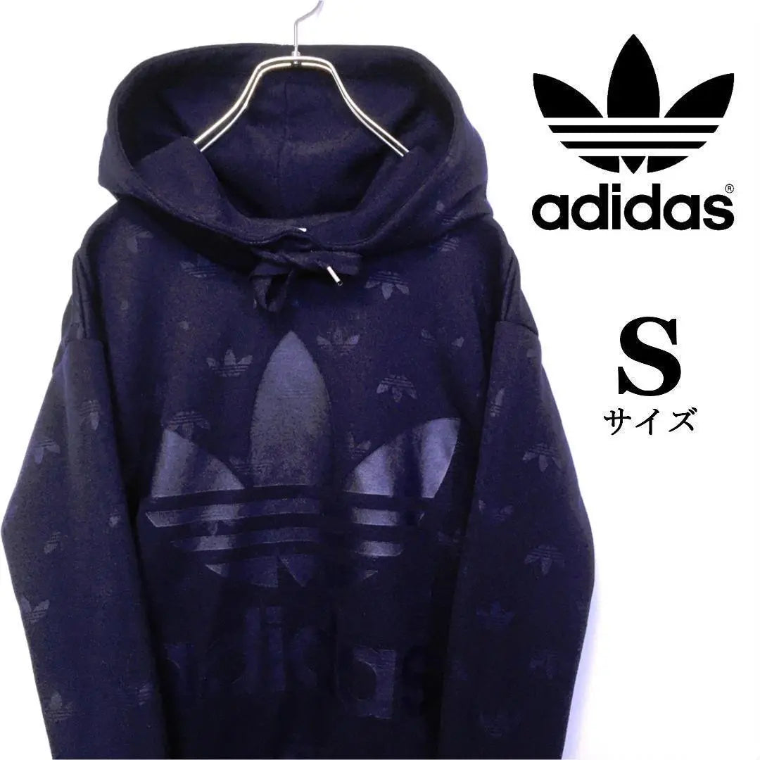 adidas / All-over pattern / Navy / Big trefoil / Hoodie (S)