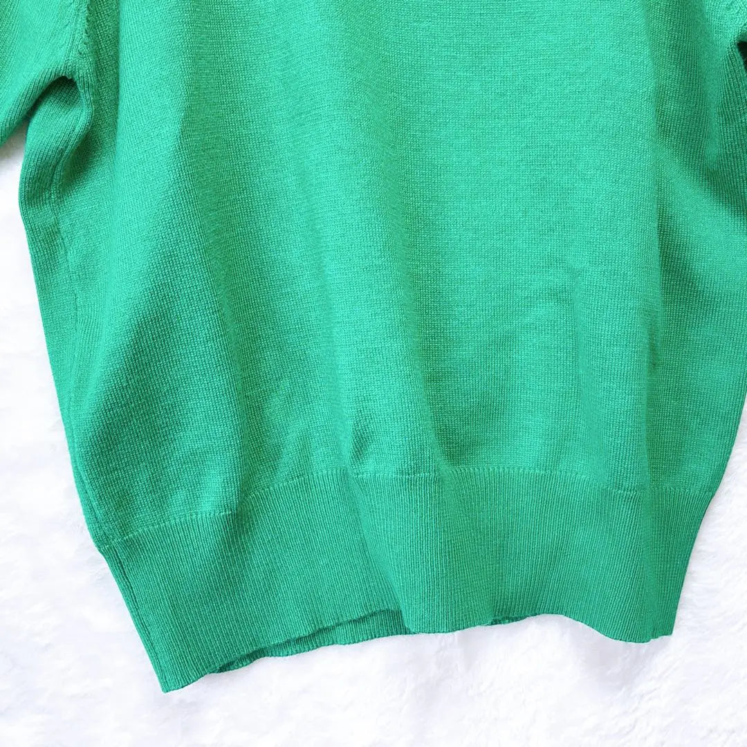 Jersey de manga corta Knitmix para verano, otoño/invierno, bicolor, con cuello en V, verde