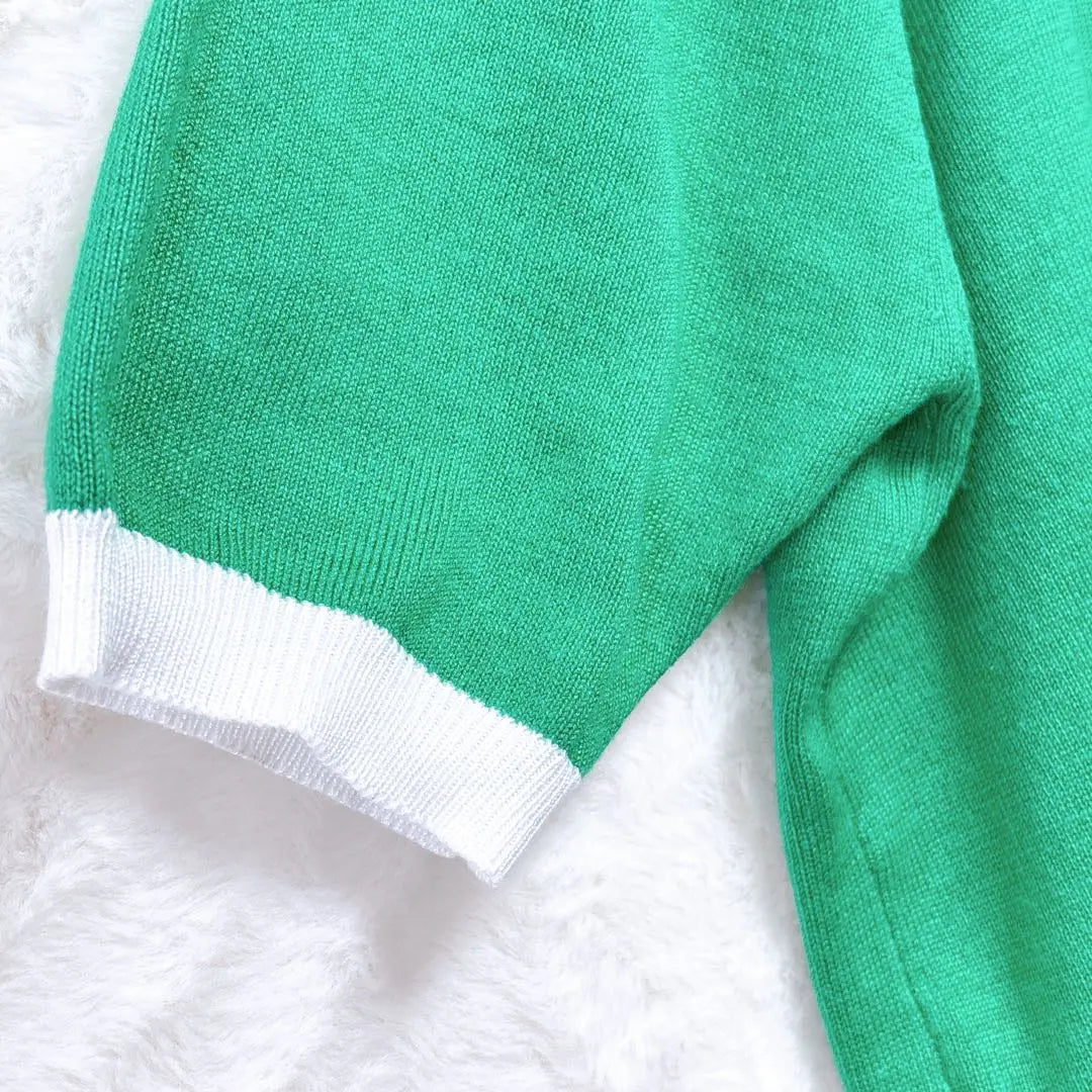 Knitmix Short Sleeve S Summer Knit Fall / Winter Bicolor Ringer Knit Green