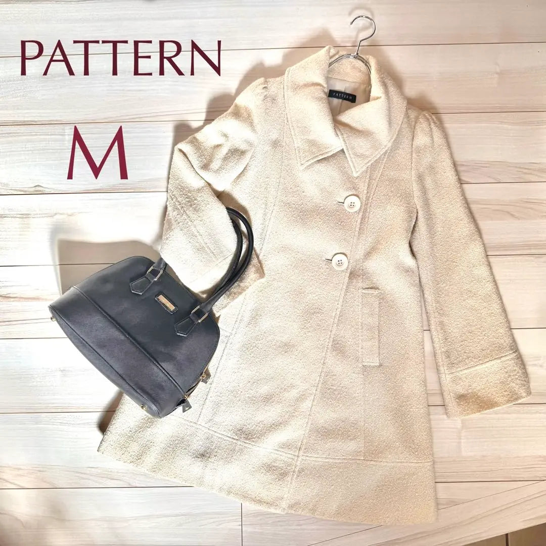 Pattern Pattern Pattern Stainless Court Cream Cream | PATTERN パターン ステンカラーコート 微細ゴールドラメ入り クリーム色